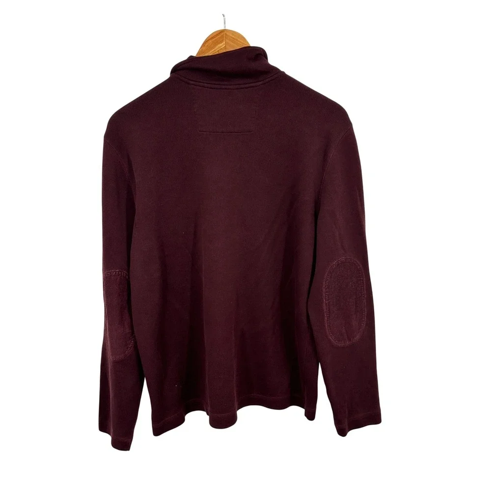 Banana Republic Mens Quarter Zip Pullover Sweater Ribbed Cotton Maroon Large
